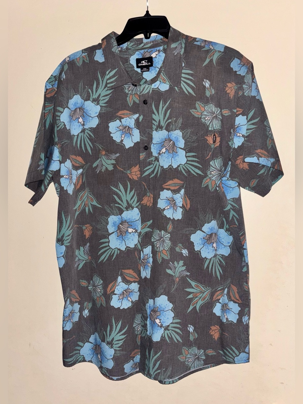 O’Neill Men’s Regular Fit, Hawaiian Print, Short Sleeve Button Up Shirt, Sz XXL